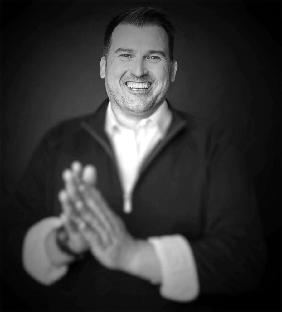 Richard Morehouse smiling black&white